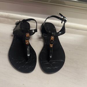 New Coach Black Sandals with Brown Details